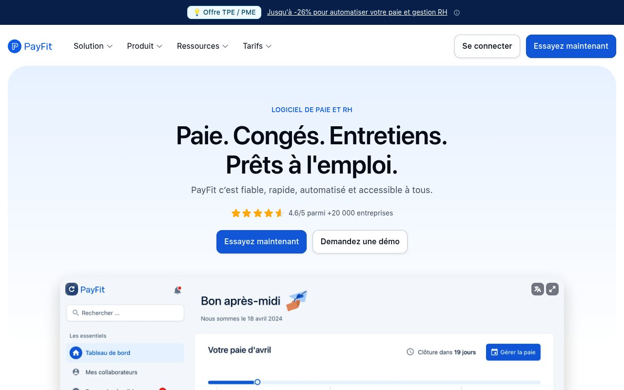 Apercu du site PayFit