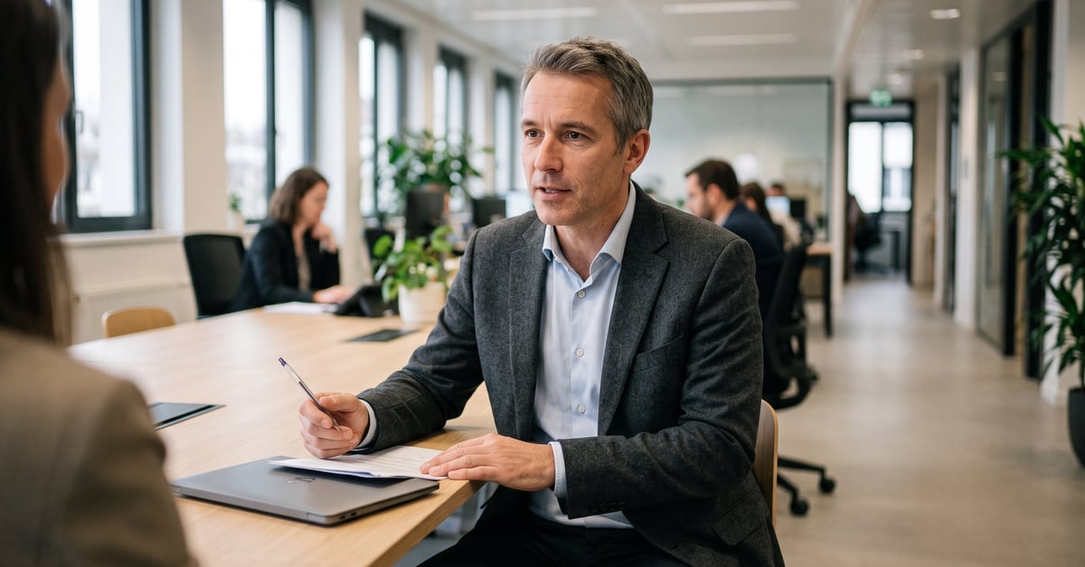Directeur des ressources humaines en réunion dans un bureau moderne
