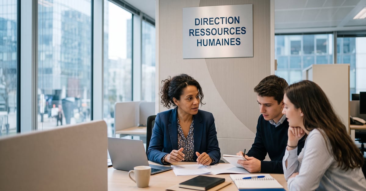 Direction des ressources humaines : responsable RH en réunion de travail dans un bureau moderne
