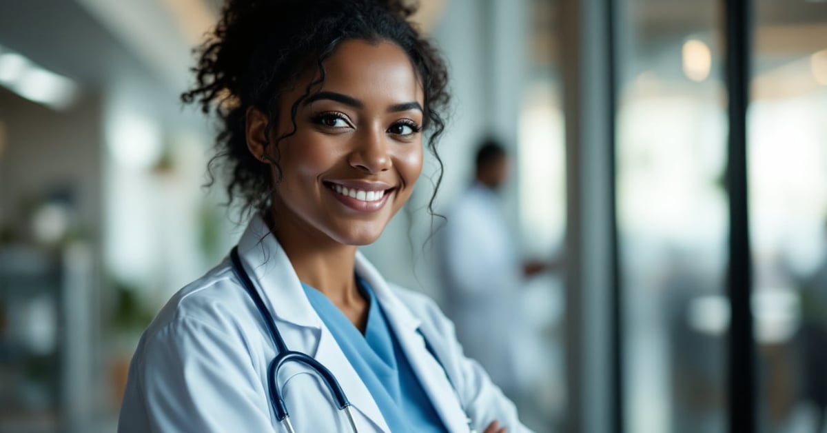 Secrétaire médicale à son bureau consultant une offre d'emploi sur ordinateur en cabinet médical