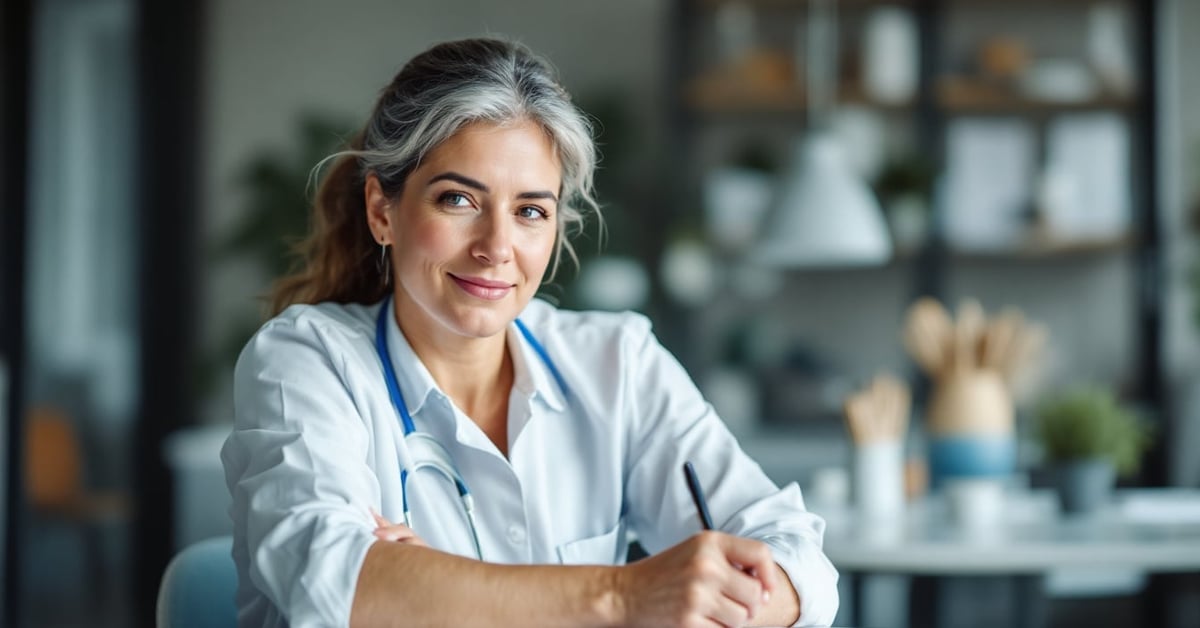 Aide-soignante en tenue professionnelle dans un établissement de santé moderne — offre d'emploi aide soignante