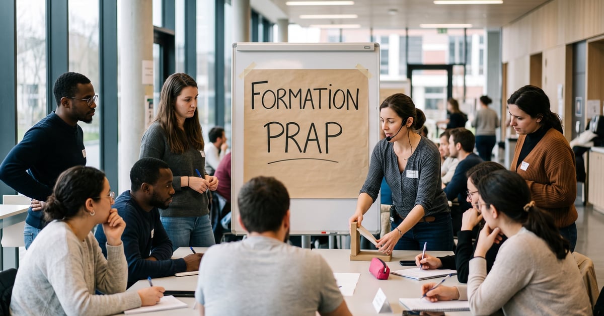 Formation PRAP : salarié apprenant les gestes de prévention des risques professionnels au poste de travail